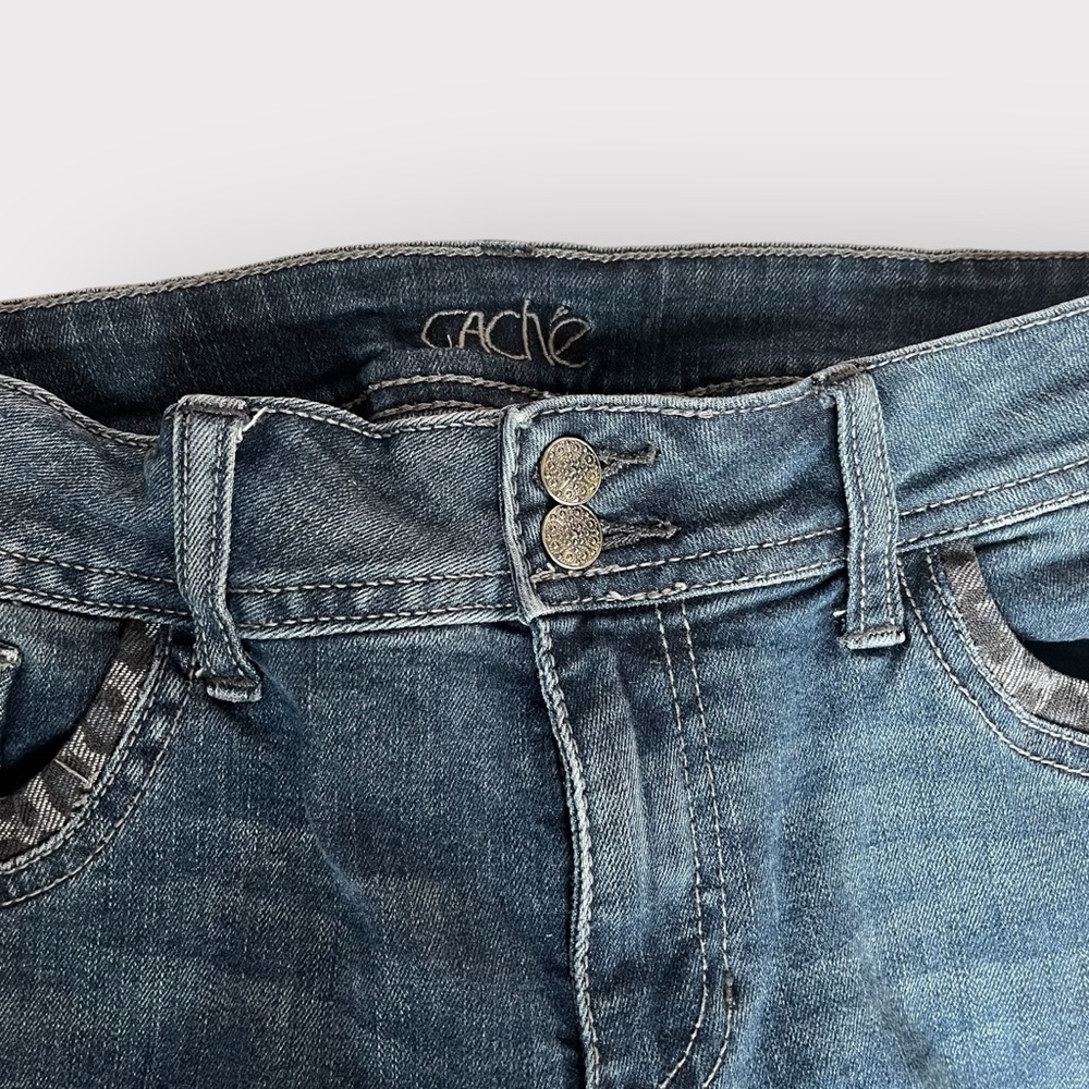 Cache Cheetah Print Lining Embellished Dark Blue … - image 5